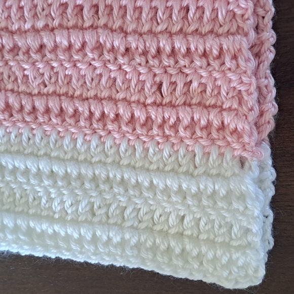Handmade Baby Hat and Scarf Crochet Pink and White Grandma core - Picture 7 of 7